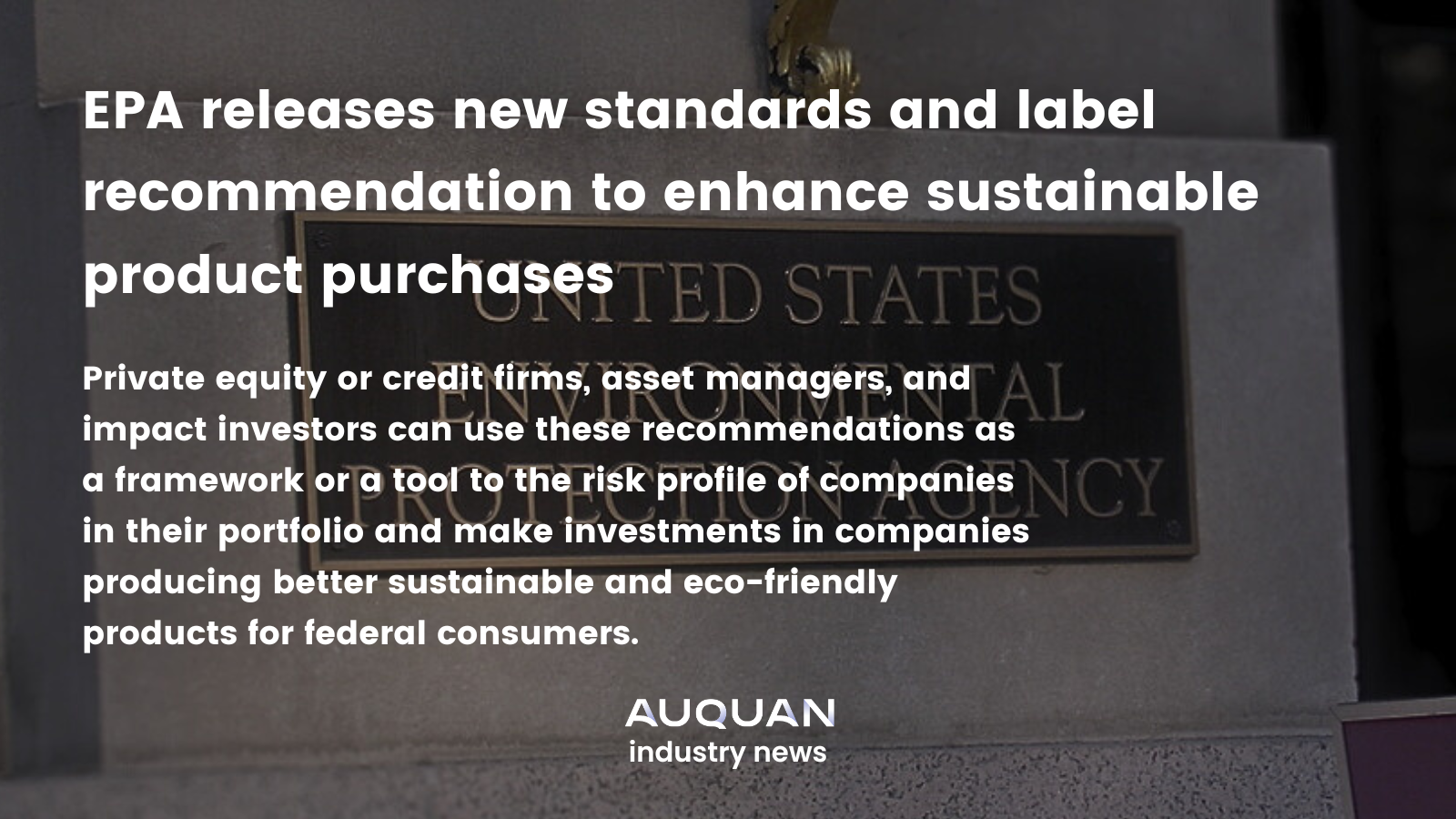 EPA releases new standards and label recommendations to enhance sustainable product purchases