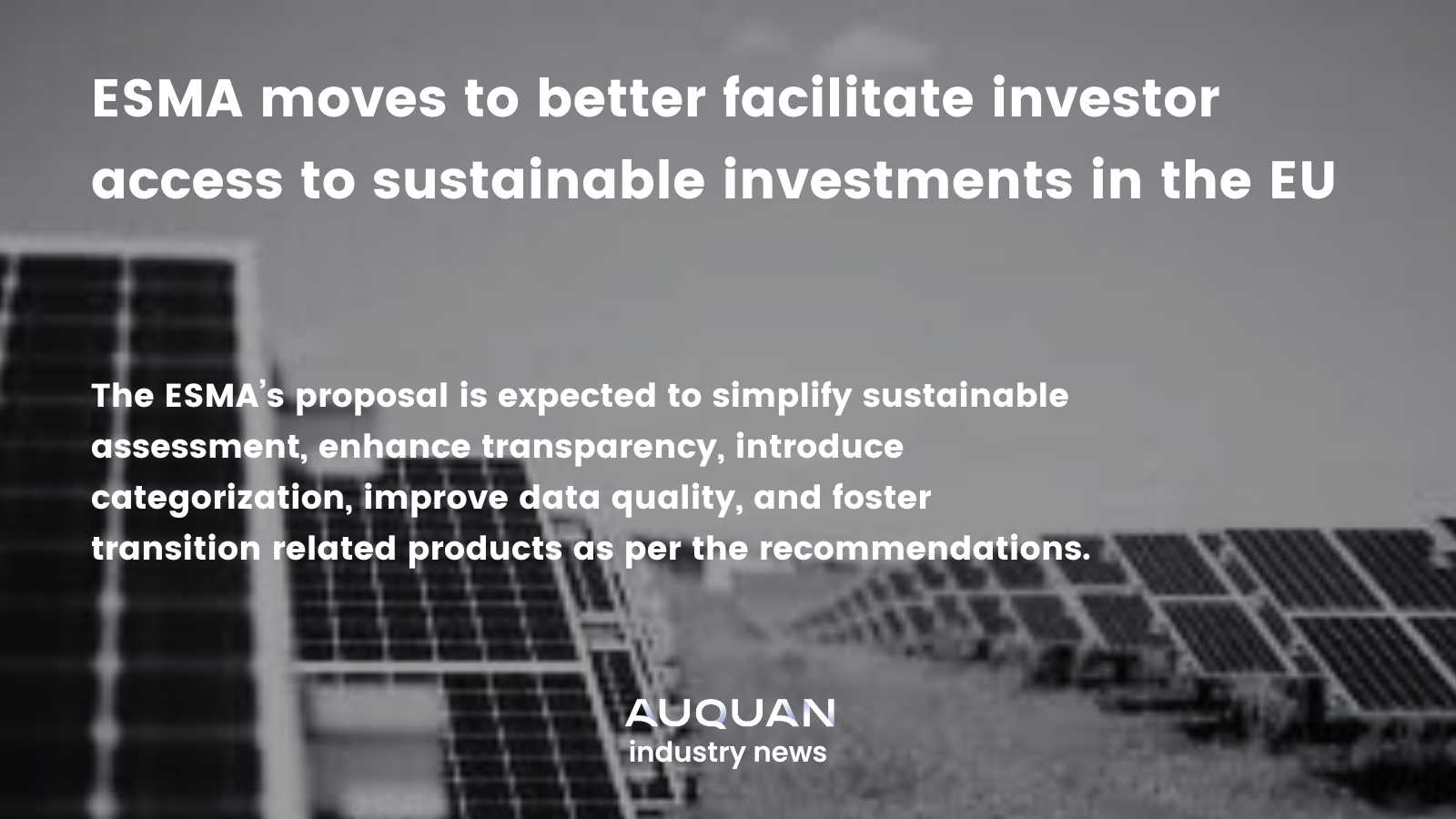 ESMA moves to improve investor access to sustainable investments in the EU